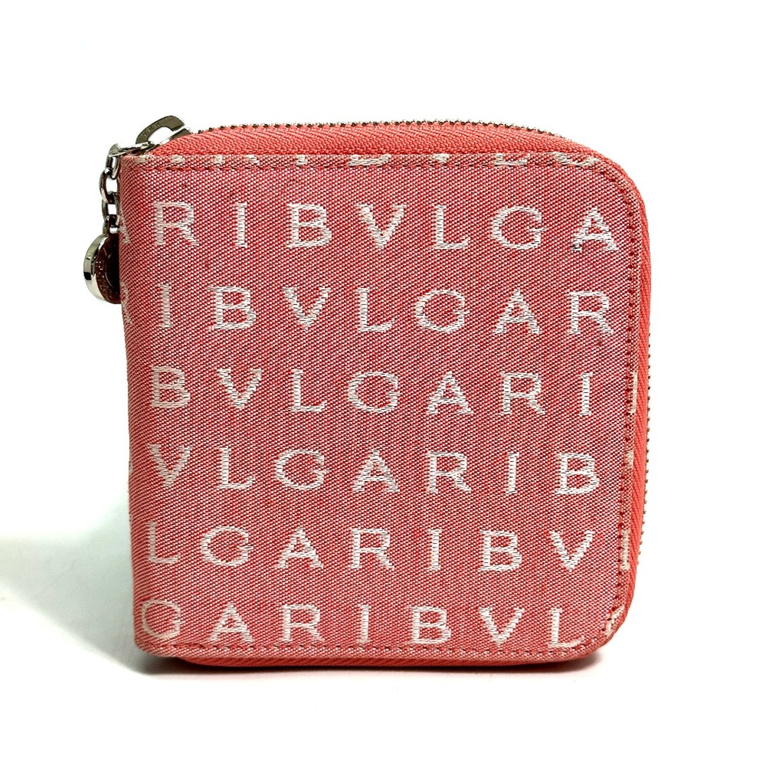 BVLGARI(ブルガリ)のブルガリ BVLGARI コンパクトウォレット ロゴマニア ラウンドファスナー 2つ折り財布 キャンバス ピンク メンズのファッション小物(折り財布)の商品写真