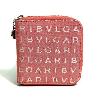 ブルガリ(BVLGARI)のブルガリ BVLGARI コンパクトウォレット ロゴマニア ラウンドファスナー 2つ折り財布 キャンバス ピンク(折り財布)