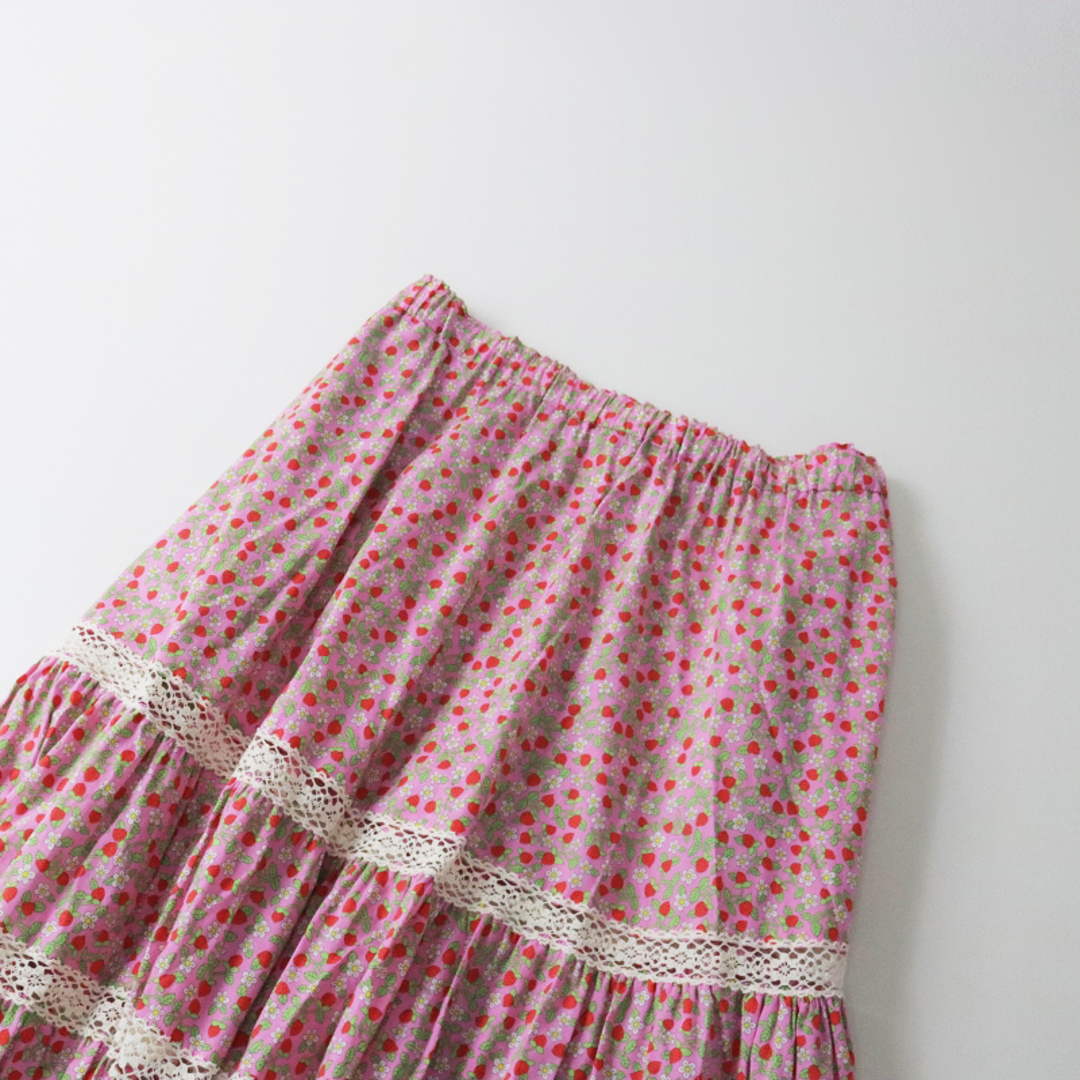 美品 今期 23SS ジェーンマープル Jane Marple Strawberries and flowers sheer skirt シアースカート M/ホワイト【2400013569880】