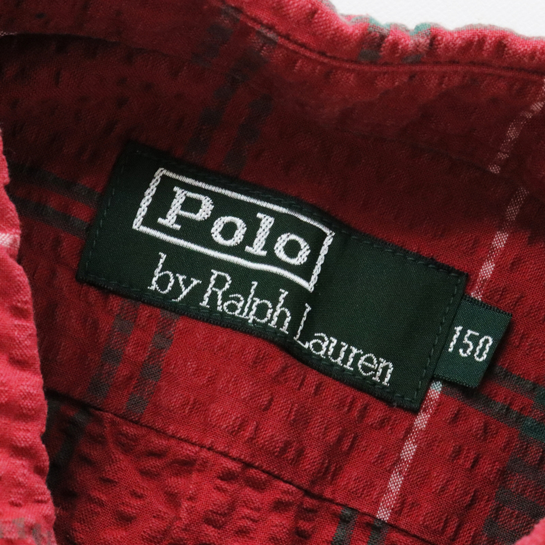 POLO RALPH LAUREN(ポロラルフローレン)のポロ ラルフローレン POLO by RALPH LAUREN ポニー刺繍 チェック サッカーシャツ 150/レッド【2400013514378】 レディースのトップス(シャツ/ブラウス(半袖/袖なし))の商品写真