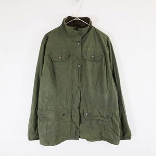 バーブァー(Barbour)のイングランド製 Barbour バブアー FLYWEIGHT WAX UTILITY オイルドジャケット ヨーロッパ古着 カーキ (レディース US16) 中古 古着 N6778(その他)