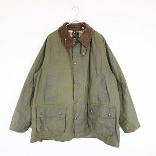 バーブァー(Barbour)のBarbour バブアー BEDALE オイルドジャケット 襟コーデュロイ切替 防寒  裏地チェック オリーブ (メンズ 46) 中古 古着 N6965(その他)