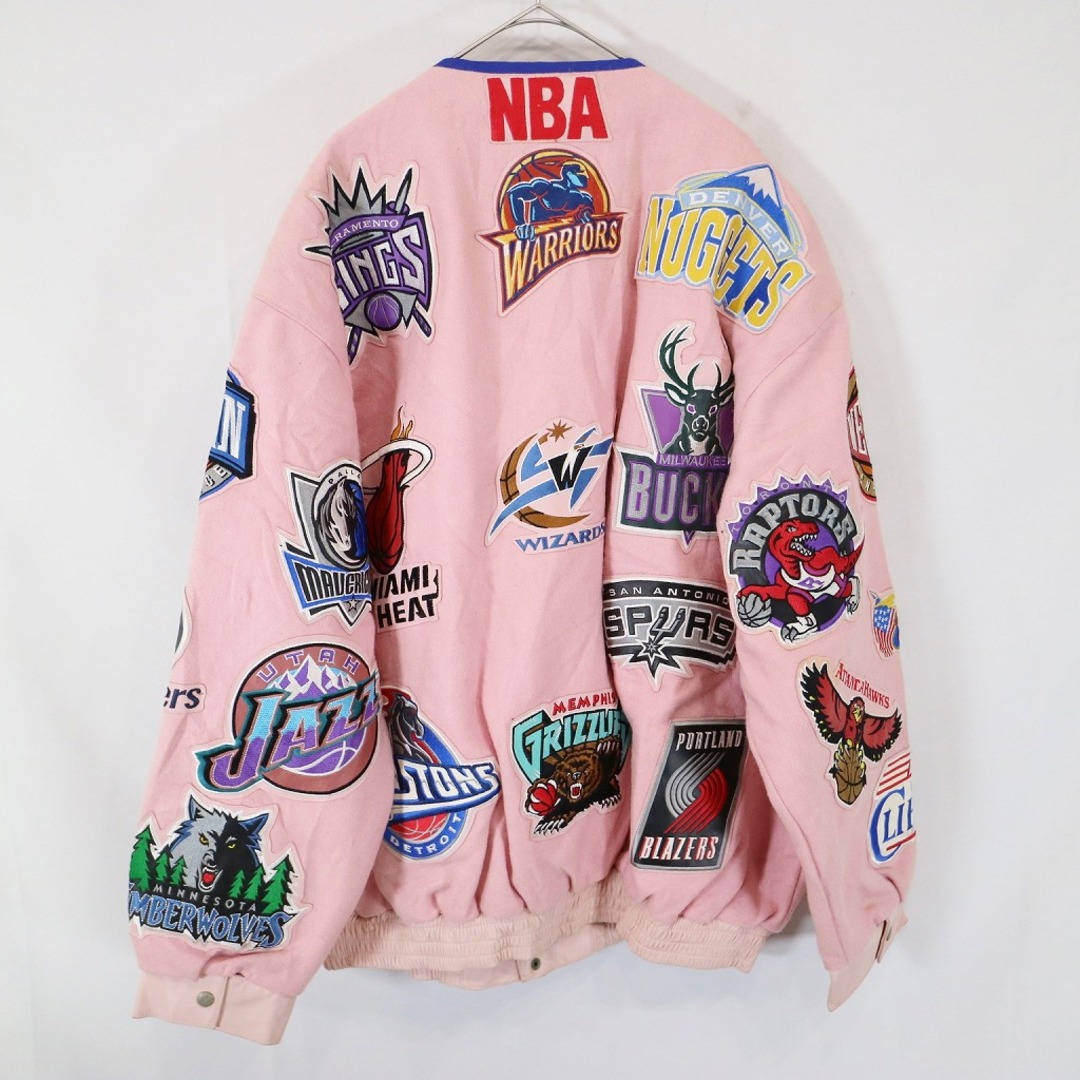 Jeff Hamilton NBA スタジアムジャケット シカゴブルズ レイカーズ プロチーム バスケ ワッペン ピンク (メンズ 5XL)   N6986