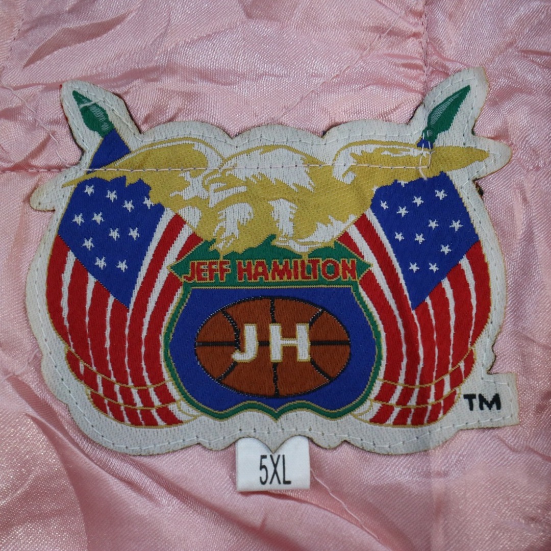 Jeff Hamilton NBA スタジアムジャケット シカゴブルズ レイカーズ プロチーム バスケ ワッペン ピンク (メンズ 5XL)   N6986