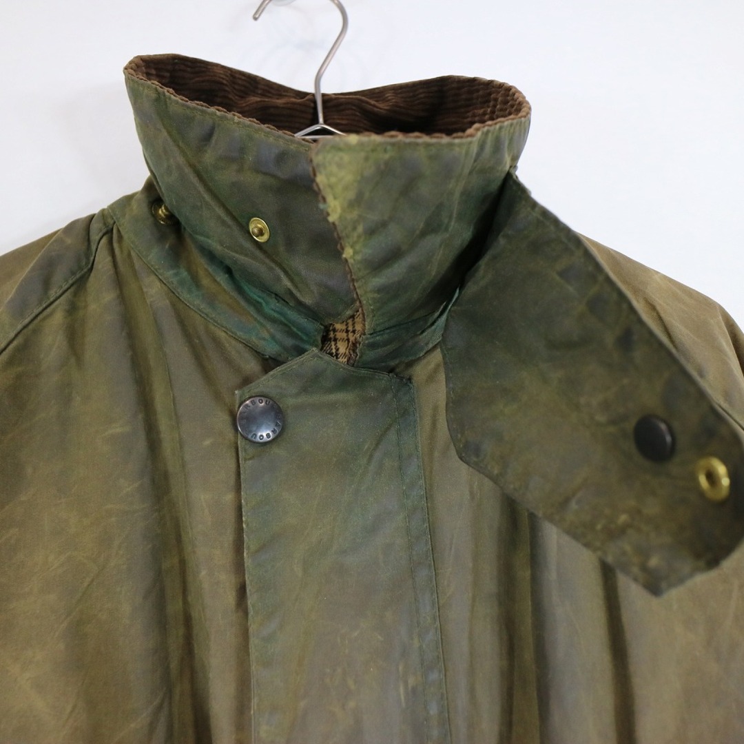 Barbour(バーブァー)の80年代 Barbour バブアー 2 warrant Bedale オイルドジャケット ユーロ  ヨーロッパ古着 オリーブ (メンズ  44相当) 中古 古着 N7012 メンズのジャケット/アウター(その他)の商品写真