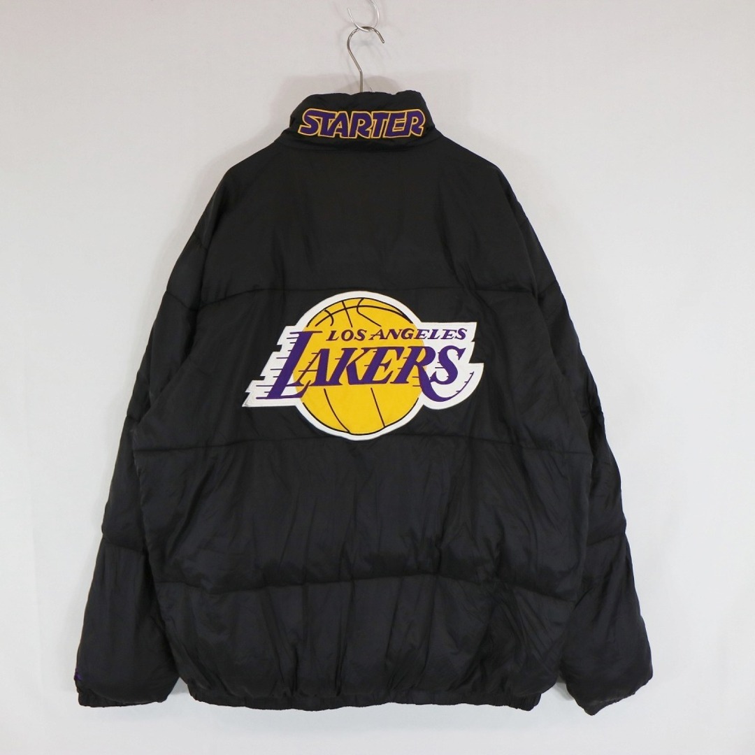 STARTER スターター NBA ロサンゼルス・レイカーズ 中綿ナイロンジャケット 防寒 ブラック (メンズ XL) 中古 古着 N7066