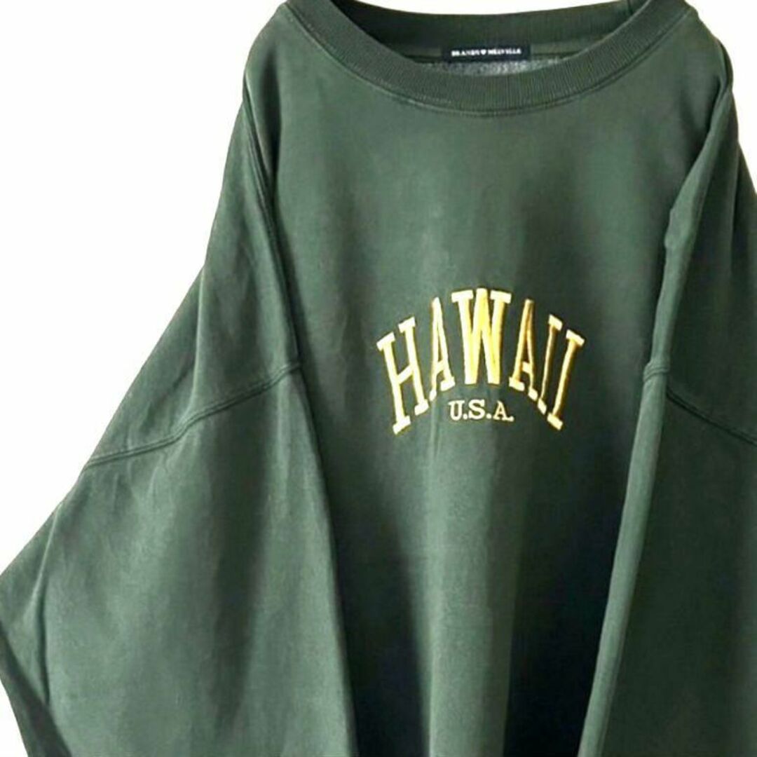 ハワイ HAWAII USA 刺繍 スウェット カーキ グリーン 緑