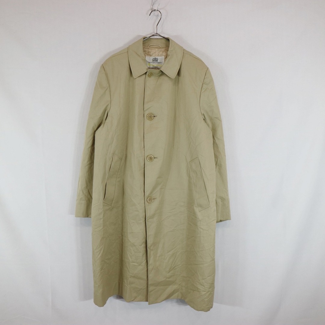 80年代 カナダ製 Aquascutum アクアスキュータム ステンカラー コート 防寒 ベージュ (メンズ  M相当) 中古 古着 N7076 メンズのジャケット/アウター(ステンカラーコート)の商品写真