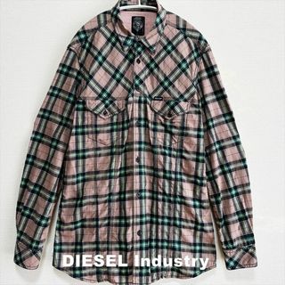 DIESEL シャツ　チェック　ツイル　サステナブル　グリーン  M