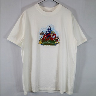ディズニー(Disney)のDisney ディズニー キャラクター刺繍 半袖Ｔシャツ ホワイト (メンズ L) 中古 古着 O2041(Tシャツ/カットソー(半袖/袖なし))