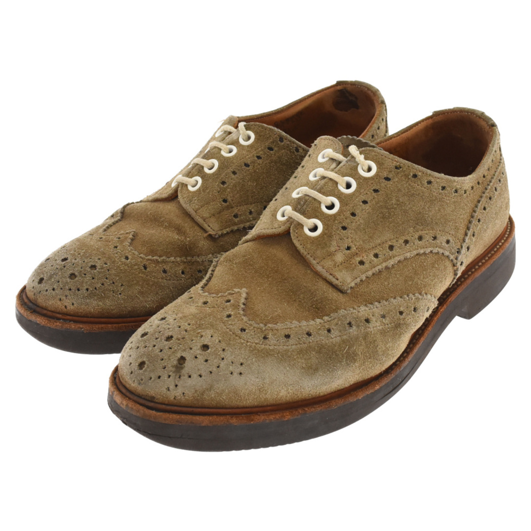 Tricker´s トリッカーズ ウイングチップ バートン スエードカントリーブーツ シューズメダリオン 888062 M5633 UK8.5/26cm ベージュ