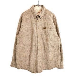 ウールリッチ(WOOLRICH)のUSA製 WOOLRICH ウールリッチ チェック長袖シャツ 片ポケット ワンポイントロゴ ブラウン (メンズ XL) 中古 古着 O2092(シャツ)