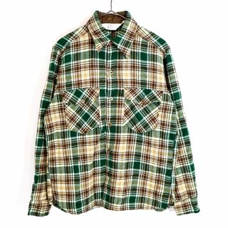 ウールリッチ(WOOLRICH)の70年代 WOOLRICH ウールリッチ チェック長袖シャツ フラップポケット グリーン (メンズ M) 中古 古着 O2093(シャツ)