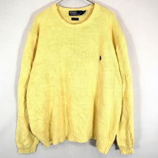 ポロラルフローレン(POLO RALPH LAUREN)のPolo by Ralph Lauren ポロバイラルフローレン セーター ワンポイントロゴ ニット イエロー (メンズ XXL) 中古 古着 O2073(ニット/セーター)