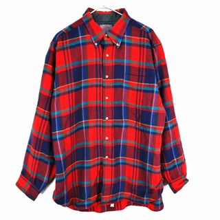 ペンドルトン(PENDLETON)のUSA製 PENDLETON ペンドルトン 長袖シャツ チェック柄 ボタンダウン レッド (メンズ L) 中古 古着 O2069(シャツ)