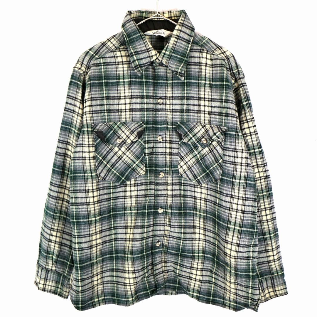 WOOLRICH(ウールリッチ)の70年代 WOOLRICH ウールリッチ 長袖シャツ 防寒 チェック柄 グレーン (メンズ XL) 中古 古着 O2070 メンズのトップス(シャツ)の商品写真