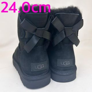 アグ(UGG)の新品 UGG ブーツ MINI BAILEY BOW Ⅱ ブラック 24.0cm(ブーツ)