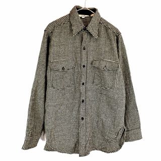 ウールリッチ(WOOLRICH)の70年代 WOOLRICH ウールリッチ ウール 長袖シャツ フラップポケット ハウンドトゥースチェック モノトーン (メンズ L) 中古 古着 O2110(シャツ)