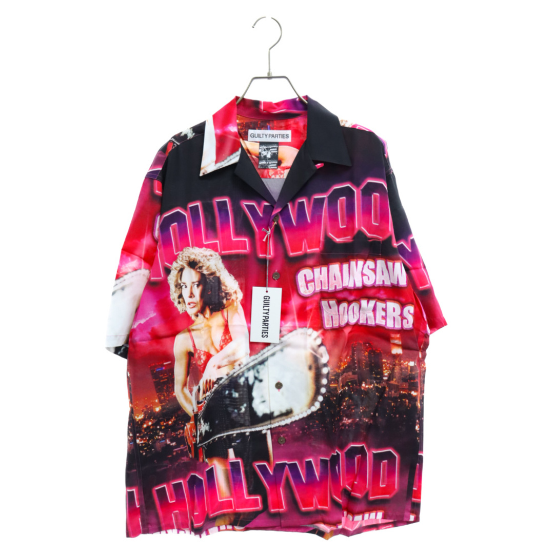 WACKO MARIA ワコマリア 23SS HOLLYWOOD CHAINSAW HOOKERS S/S HAWAIIAN SHIRT TYPE-1 女切り裂き狂団 チェーンソークィーン ハワイアン総柄半袖シャツ HCH-WM-HI01 ピンク