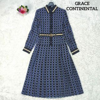 グレースコンチネンタル(GRACE CONTINENTAL)の未使用級✨完売 ダイアグラム 浅田真央着用　キカシャツプリントワンピース M(ロングワンピース/マキシワンピース)