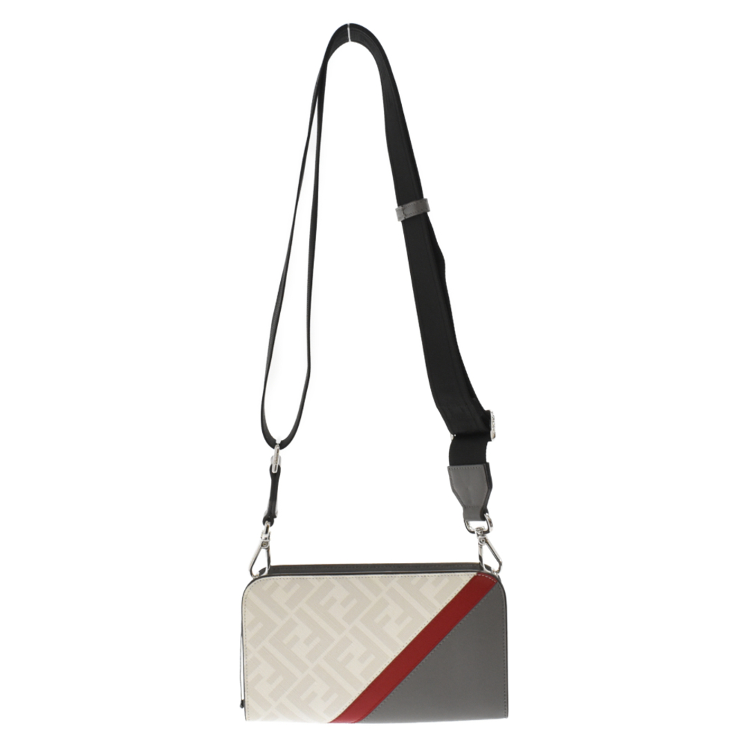 FENDI フェンディ CROSS BODY SHOULDER BAG FF 7M0346 クロスボディ FFロゴ ショルダーバッグ ウォレット グレー/ホワイト