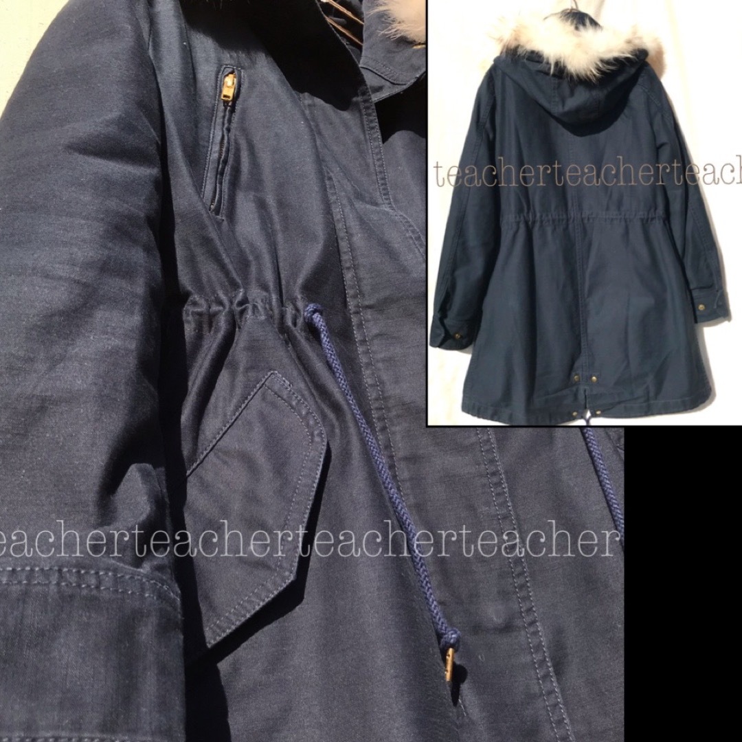 中古Untitファー付きネイビー モッズコートM 苦しかっ 中古Untitファー付きネイビー モッズコートM 苦しかっ