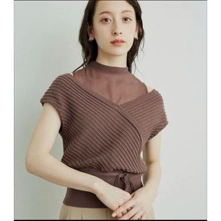 リリーブラウン(Lily Brown)の【美品】リリーブラウン  ノースリレイヤードニットトップス(カットソー(半袖/袖なし))