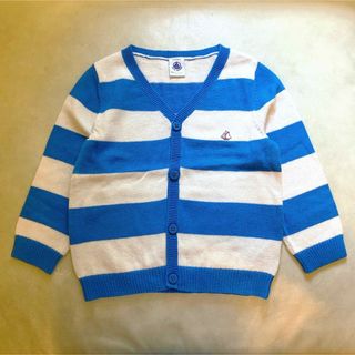 プチバトー(PETIT BATEAU)のほぼ新品☆プチバトー☆ロイヤルブルーのボーダーカーディガン☆24m86cm(カーディガン/ボレロ)