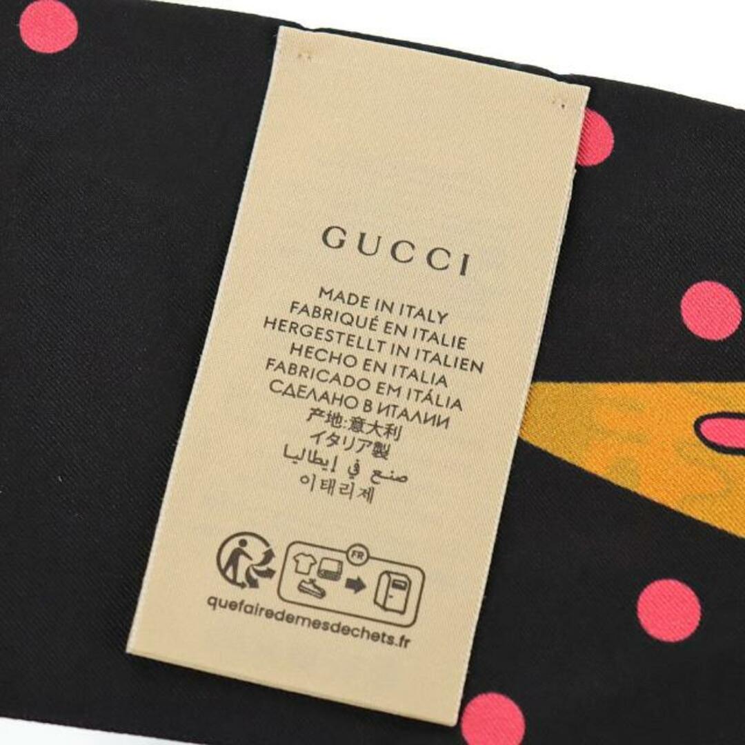 Gucci(グッチ)のグッチ スカーフ 732840 中古 アイスクリーム柄 ブラック マルチカラー シルク100％ GUCCI 【中古】 | レディース ファッション ブランド小物 アクセサリー 服飾小物 ボタニカル マルチカラー カラフル ABランク レディースのファッション小物(バンダナ/スカーフ)の商品写真