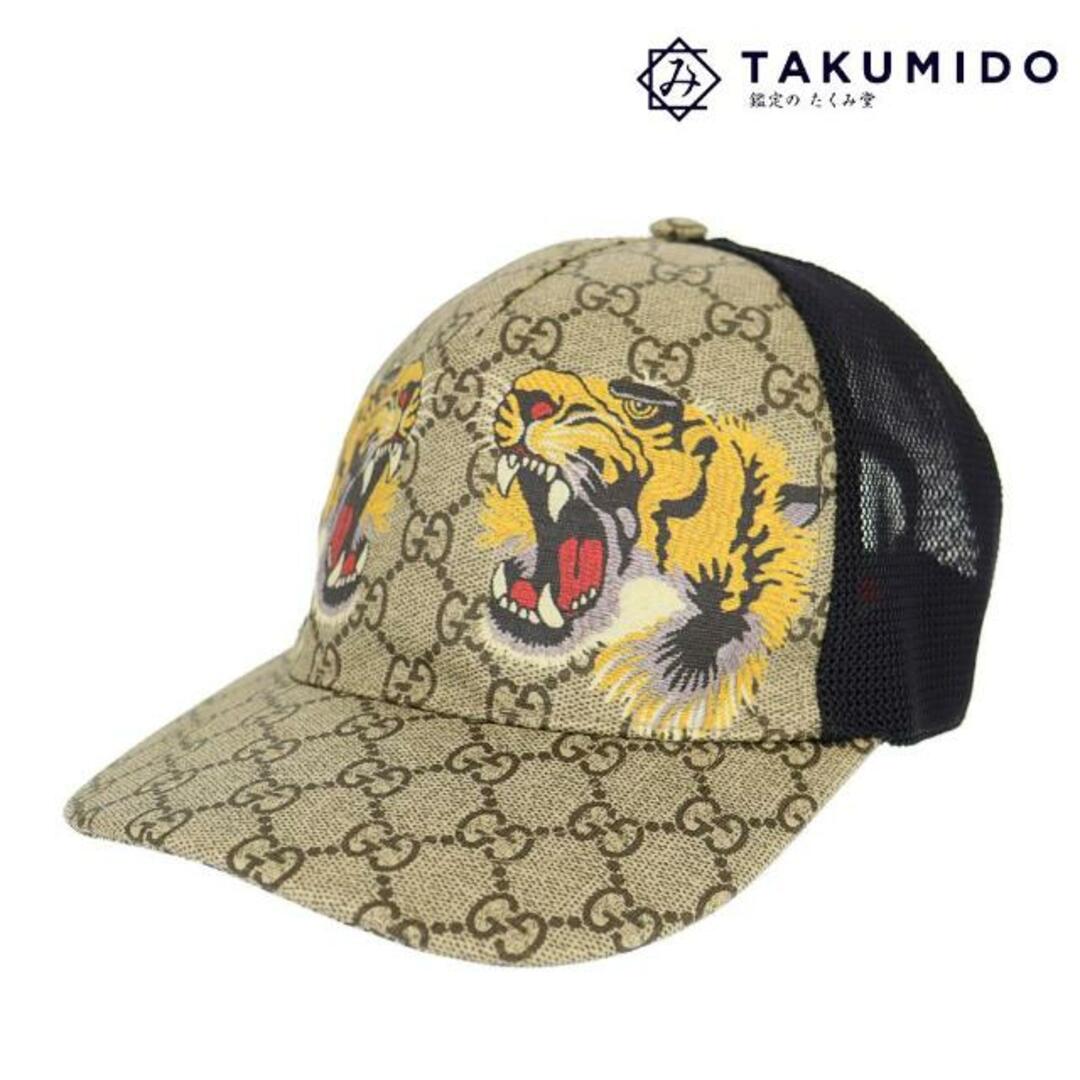 グッチ ベースボールキャップ 中古 GGスプリーム タイガープリント サイズM 58cm ベージュ ブラック GUCCI 【中古】 | 帽子 黒 メッシュ カジュアル トラ アニマル ファッション ブランド小物 Aランク | フリマアプリ ラクマ
