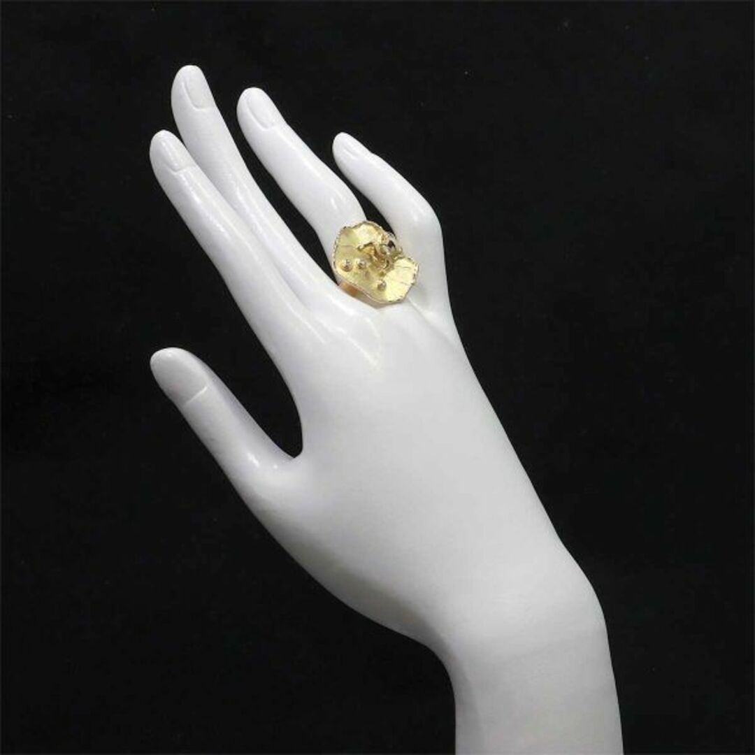 リング 16号 ダイヤ 0.08ct K18 YG イエローゴールド 750 指輪 カエル