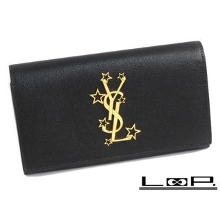 サンローラン(Saint Laurent)の■中古■　サンローラン 長財布 ロゴ 星 スター レザー ブラック 447936 箱 【37450】(財布)