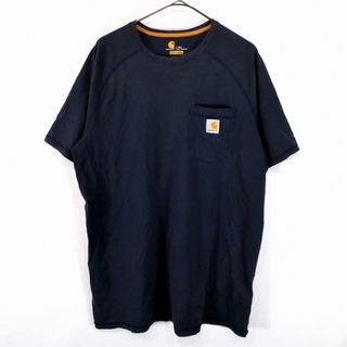 カーハート(carhartt)のCarhartt カーハート ワンポイントロゴ 半袖Ｔシャツ 胸ポケット ラグラン ネイビー (メンズ L) 中古 古着 O2140(Tシャツ/カットソー(半袖/袖なし))