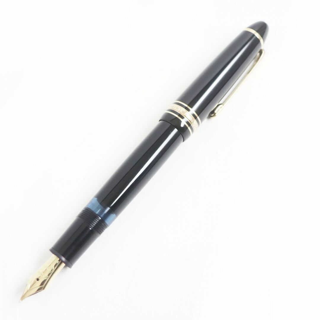 美品□MONTBLANC/モンブラン 146 マイスターシュテュック ホワイトスター ペン先14K Mニブ 万年筆 ブラック×ゴールド ドイツ製 ケース付き