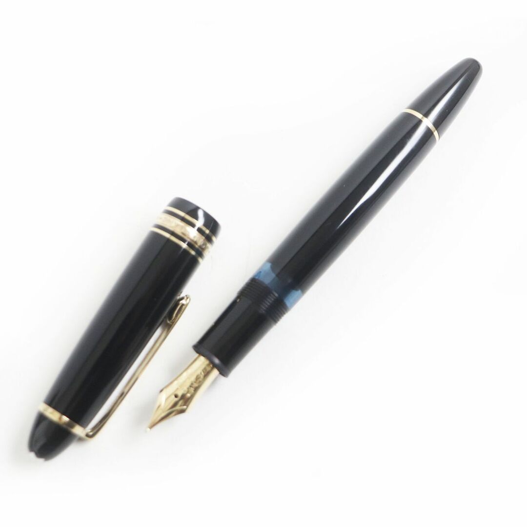 美品◆MONTBLANC モンブラン マイスターシュテュック No146 ホワイトスター ペン先14K EFニブ 万年筆 ブラック×ゴールド ドイツ製約14cm幅