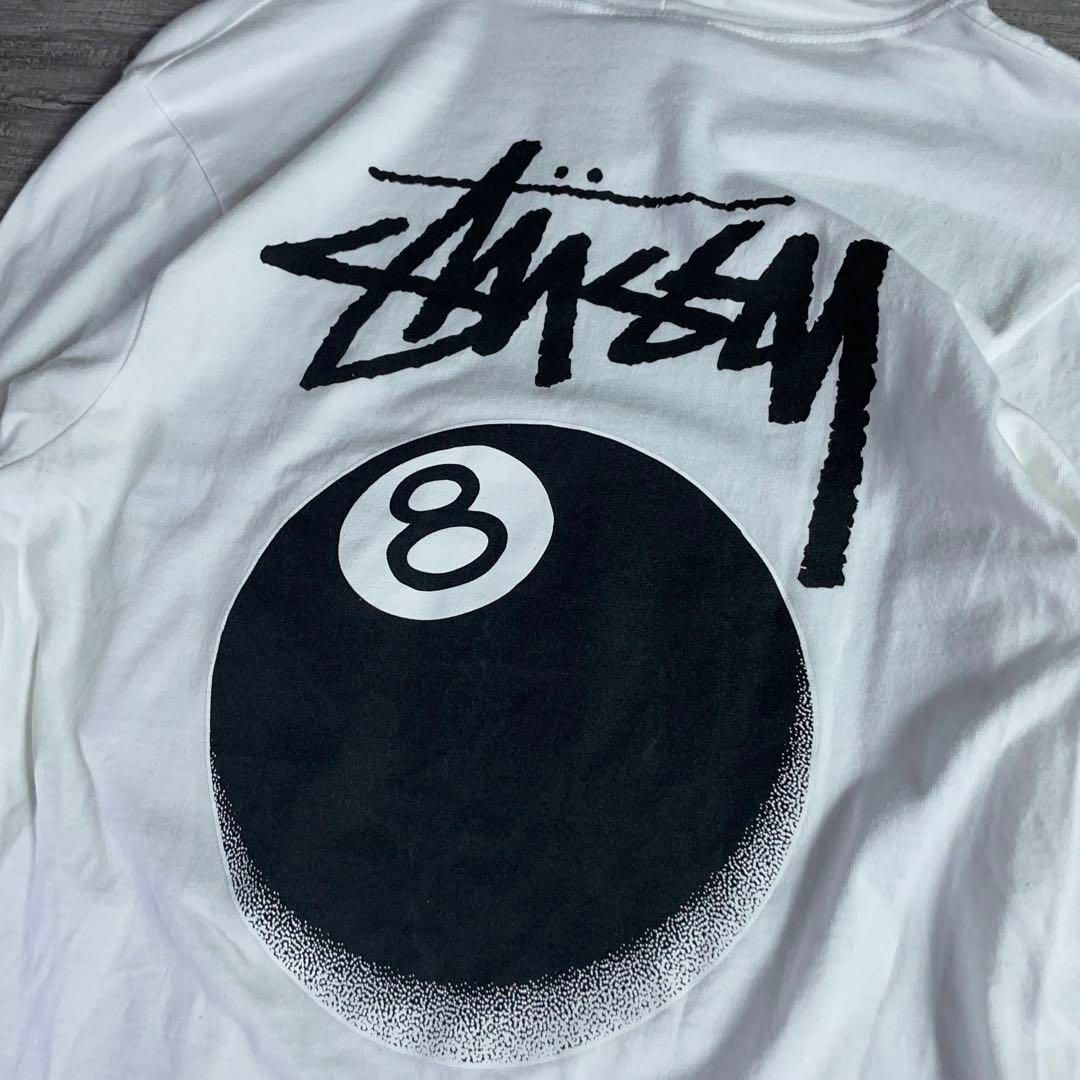 STUSSY ステューシー 8ボール パーカー S フーディー プリント 白 S