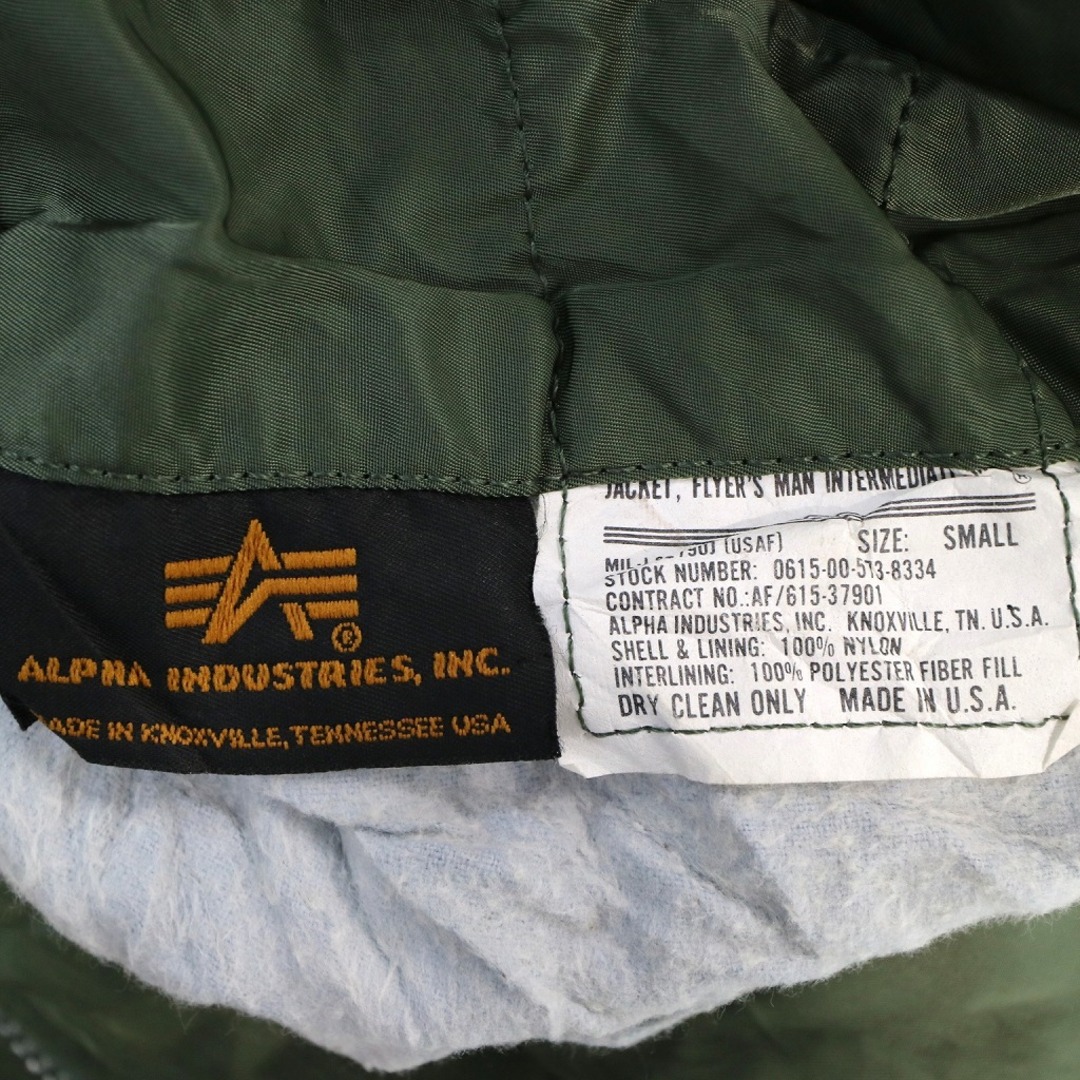 2000年代～ USA製 ALPHA INDUSTRIES アルファ インダストリーズ MA-1 ミリタリー 戦闘服 アウター オリーブ (メンズ  S) 中古 古着 O2165