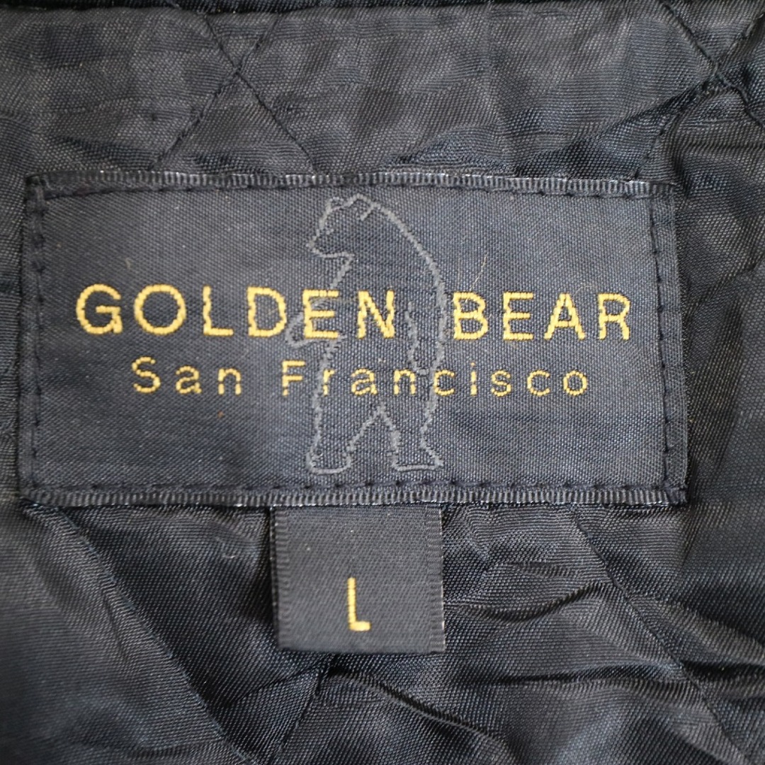USA製 Golden Bear ゴールデンベア 企業ロゴ スタジアムジャケット 防寒 レザー切り替え 袖本革 Ford ブラック (メンズ L)   O2197 5