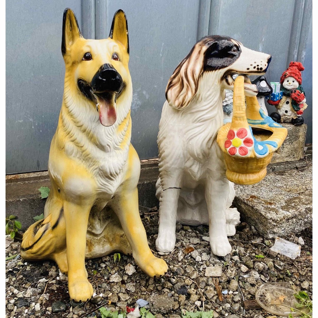 インテリア・エクステリア犬の置物 2個