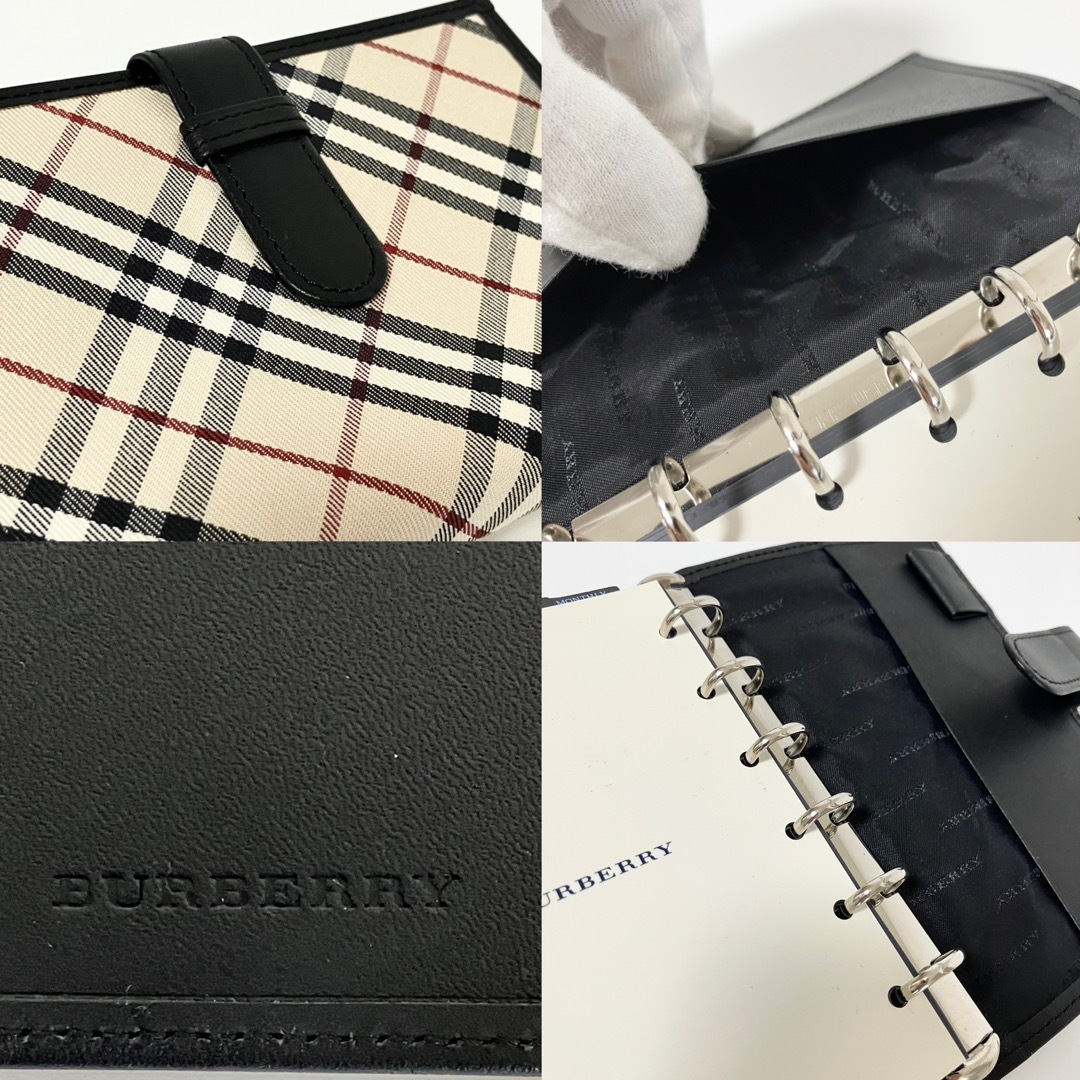 Burberry バーバリー 手帳カバー ブラック 黒 キャンバス チェック柄☆