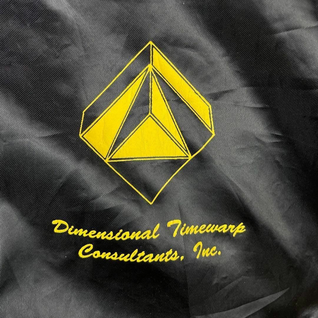 USA製 90s スタジャン 企業ロゴ ワンポイント ナイロンジャケット 黒