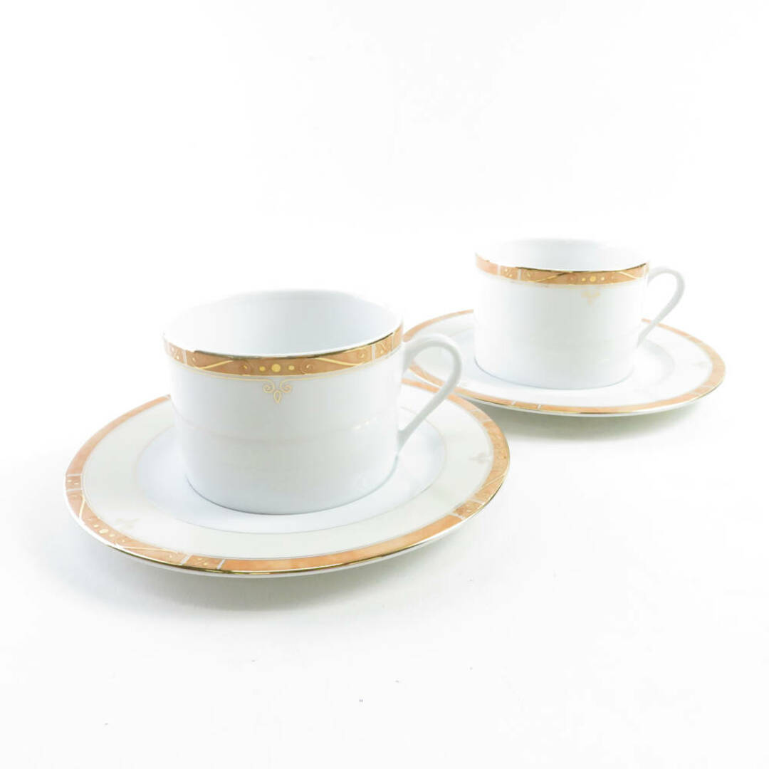 キッチン/食器美品 Limoges リモージュ フィリップ・デズリエ ティーカップ＆ソーサー 2客 ホワイト ペア SY6943K