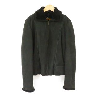 マックスマーラ(Max Mara)の美品 maxmaraWEEKEND マックスマーラ ムートンジャケット ブラック 42 (L) レザー ジップアップ レディース AM4790B2 (ロングコート)