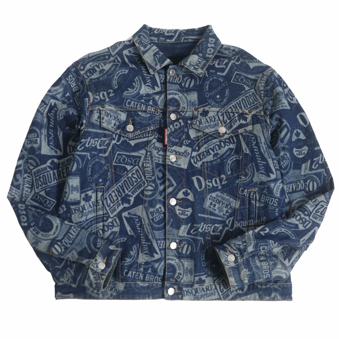 美品□2019年製 DSQUARED2/ディースクエアード S74AM0967 ロゴ総柄 Over Jean Jacket デニムジャケット/ジージャン 青 S イタリア製 正規品