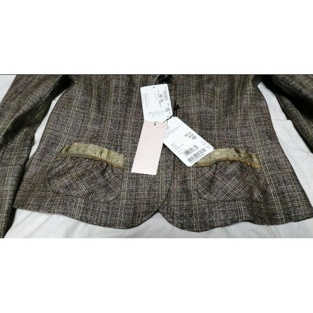 未使用❤新品❤ローレル❤LAUREL❤ジャケット❤チェック❤茶❤エスカーダ♥花柄