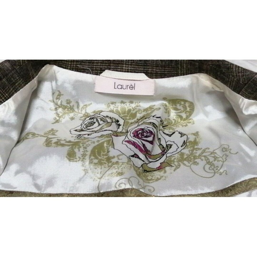 未使用❤新品❤ローレル❤LAUREL❤ジャケット❤チェック❤茶❤エスカーダ♥花柄