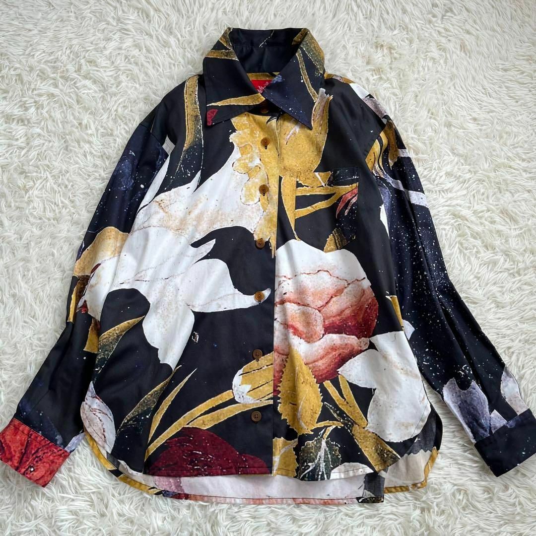 Vivienne Westwood(ヴィヴィアンウエストウッド)の【極美品】ヴィヴィアンウエストウッド　長袖シャツ　花柄　フラワー　プリント　大襟 レディースのトップス(シャツ/ブラウス(長袖/七分))の商品写真