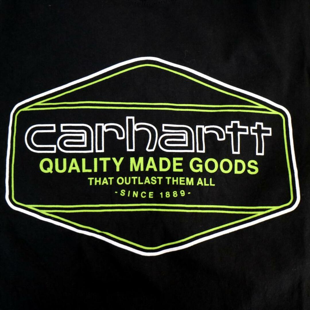 carhartt(カーハート)のCarhartt カーハート ロゴプリント半袖Ｔシャツ 刺繍 丸首 ブラック (メンズ XL) 中古 古着 O2279 メンズのトップス(Tシャツ/カットソー(半袖/袖なし))の商品写真