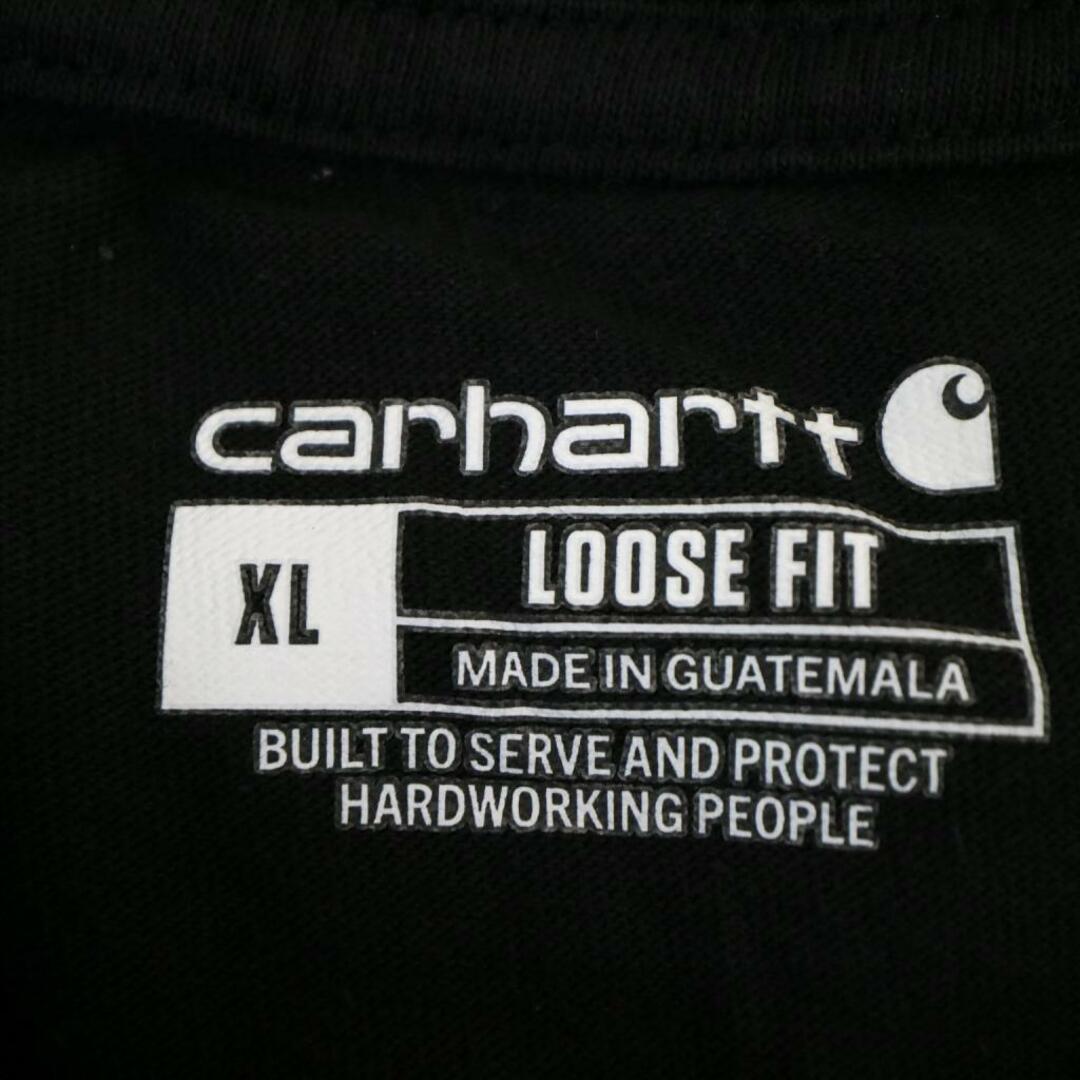 carhartt(カーハート)のCarhartt カーハート ロゴプリント半袖Ｔシャツ 刺繍 丸首 ブラック (メンズ XL) 中古 古着 O2279 メンズのトップス(Tシャツ/カットソー(半袖/袖なし))の商品写真