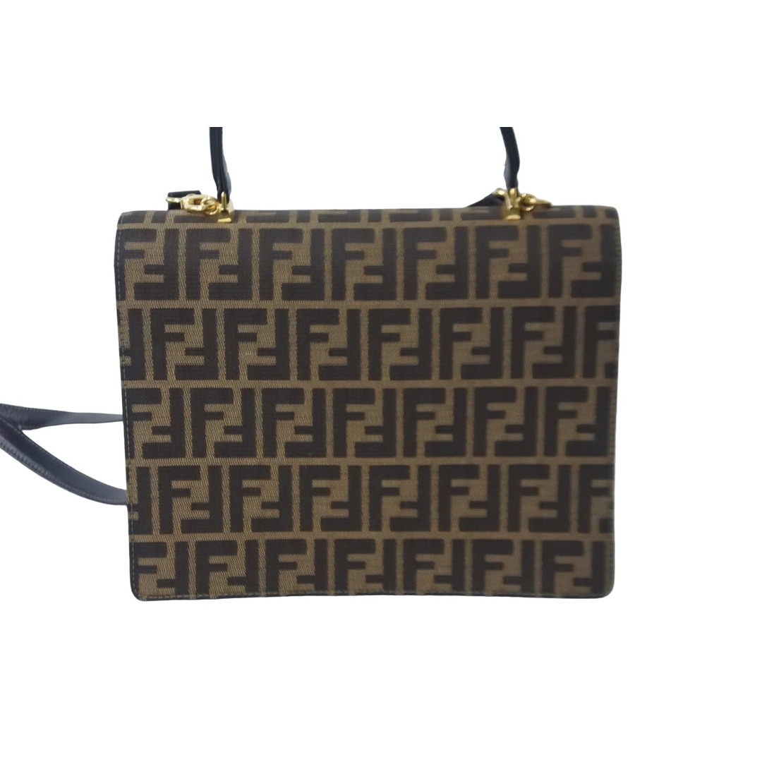 FENDI フェンディ ハンドバッグ ショルダーバッグ ズッカ柄 FF ロゴ レザー 091493308 2way ゴールド金具 美品  54361